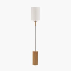 Pacific Bonham Natural Wood Veneer And Silver Metal Floor Lamp