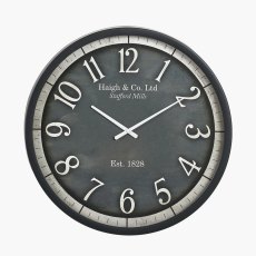 Pacific Black Wood Effect Black Faced Round Wall Clock