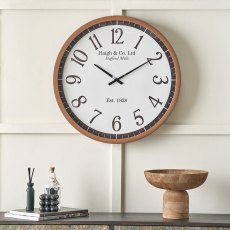 Pacific Dark Wood Effect White Faced Round Wall Clock