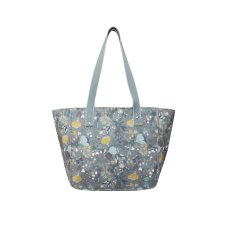 Earth Squared Grey Floral Canvas Tote Bag