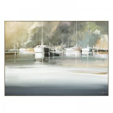 Art Marketing Marina Morning Framed Canvas Blue