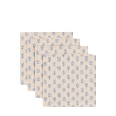 Gallery Direct Fleur Floral Stamp 4 Pack Napkins Blue