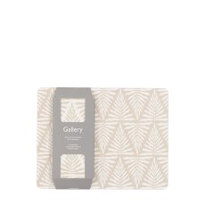 Gallery Direct Leaf ZigZag Ecru Placemat and Coaster Set