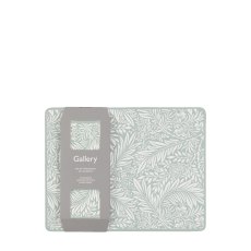 Gallery Direct Farmhouse Blue Leaf Placemat and Coaster Set