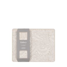 Gallery Direct Farmhouse Pink Leaf Placemat and Coaster Set