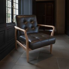 Ribble Accent Chair in Green Leather