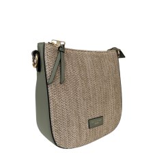 David Jones Straw Crossbody Bag Sage