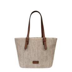 David Jones Straw Tote Bag Cognac
