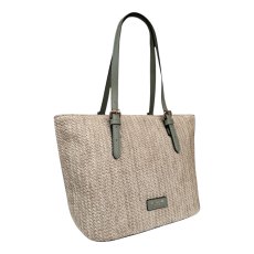 David Jones Straw Tote Bag Sage