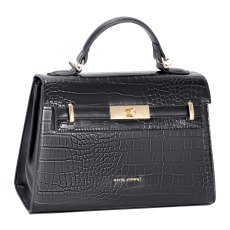 David Jones Faux Croc Top Handle Grab Bag Black