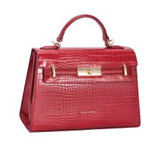 David Jones Faux Croc Top Handle Grab Bag Lipstick Red