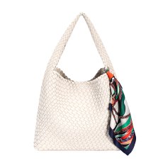 David Jones Weave Slouchy Shoulder Bag Almond Milk