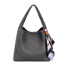David Jones Weave Slouchy Shoulder Bag Black