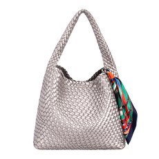 David Jones Weave Slouchy Shoulder Bag Bronze Gilded