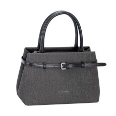 David Jones Canvas Effect Belt Detail Tote Bag Black