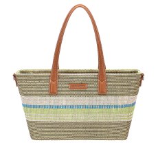 David Jones Medium Straw Effect Shopper Olive Branch