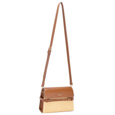 David Jones Smart Straw Shoulder Bag Apricot Tan