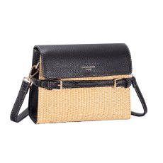 David Jones Smart Straw Shoulder Bag Black