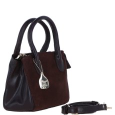 Ashwood Leather and Suede Handbag with Crossbody Strap Brown