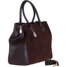 Ashwood Leather and Suede Large Handbag Brown