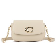 Long & Son Statement Clasp Shoulder Bag Beige