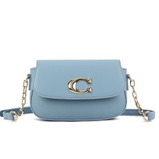 Long & Son Statement Clasp Shoulder Bag Light Blue