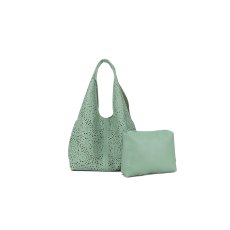 Long & Son Punched Detail Hobo Bag Green