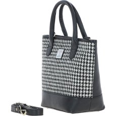 Ashwood Leather Harris Tweed Grab Bag Black White