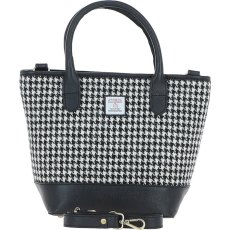 Ashwood Leather Harris Tweed Grab Bag Black White