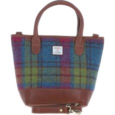 Ashwood Leather Harris Tweed Grab Bag Tan Purple