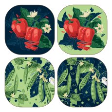 Tradestock Recipe Thief Peas & Paprika Coaster Set Of 4