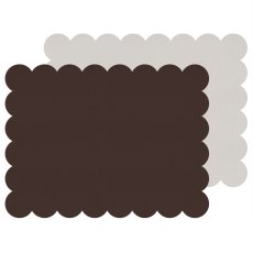 Tradestock Chocolate White Scalloped Flexi Placemats Set Of 2