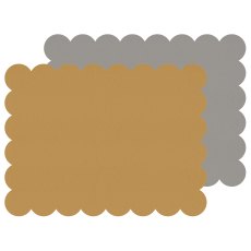 Tradestock Mustard Grey Scalloped Flexi Placemats Set Of 2