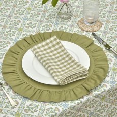 Waltons Circular Ruffle Edge Placemat Pale Olive