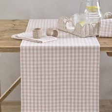 Waltons Gingham Runner Plaster Pink