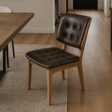 Boden Dining Chair with Seat Pad in Grey Leather