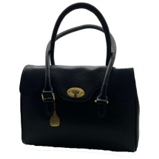 Ashwood Leather Turn Lock Handbag Black Ashwood Leather Turn Lock Handbag Black