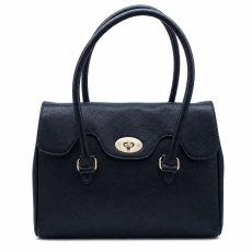Ashwood Leather Turn Lock Handbag Black Ashwood Leather Turn Lock Handbag Black