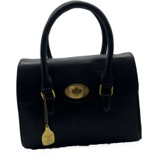 Ashwood Leather Turn Lock Grab Bag Black Ashwood Leather Turn Lock Grab Bag Black