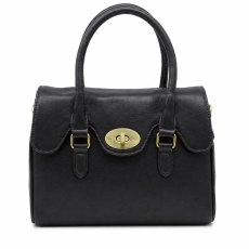 Ashwood Leather Turn Lock Grab Bag Black Ashwood Leather Turn Lock Grab Bag Black