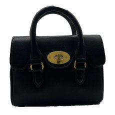 Ashwood Leather Mini Turn Lock Grab Bag Black Ashwood Leather Mini Turn Lock Grab Bag Black