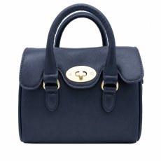 Ashwood Leather Mini Turn Lock Grab Bag Black Ashwood Leather Mini Turn Lock Grab Bag Black