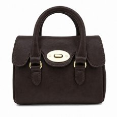Ashwood Leather Mini Turn Lock Grab Bag Brown Ashwood Leather Mini Turn Lock Grab Bag Brown