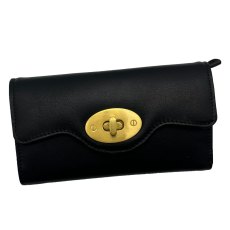 Ashwood Leather Turn Lock Purse Black Ashwood Leather Turn Lock Purse Black