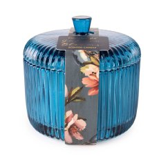 Ridged Glass Jar Candle Blue Ridged Glass Jar Candle Blue