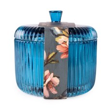 Ridged Glass Jar Candle Blue Ridged Glass Jar Candle Blue