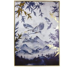 Oriental Heron Canvas Gold Wood Frame Oriental Heron Canvas Gold Wood Frame