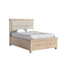 Casterton White Wash Bed Frame with Cream Herringbone Headboard and Drawers Casterton White Wash Bed Frame with Cream Herringbone Headboard and Drawers