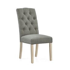Casterton White Wash Grey Button Back Chair Pair Casterton White Wash Grey Button Back Chair Pair