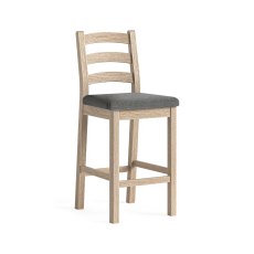 Casterton White Wash Bar Stool with Charcoal Cushion